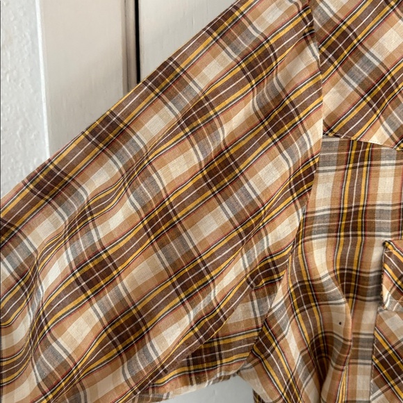 Vintage JCPENNEY brown white gold long sleeve button down western shirt Size L - Picture 5 of 9